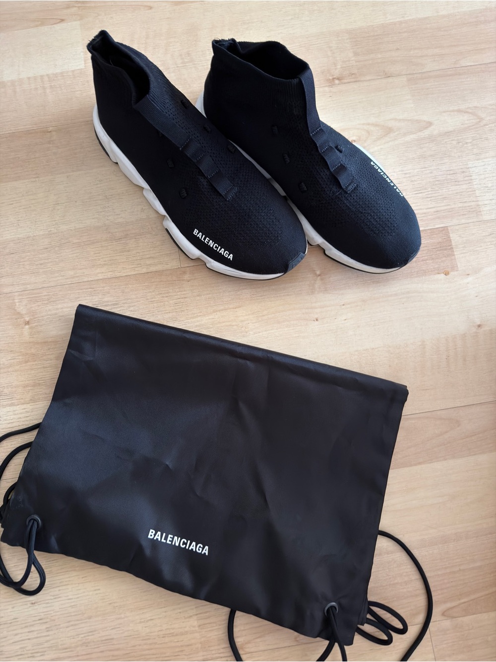 Balenciaga Black and White Speed Trainer Sock Sneakers